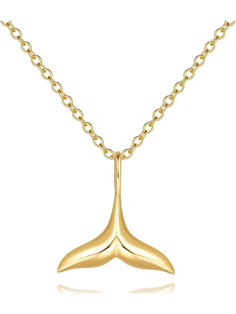Elegant 14K Gold Whale Tail Pendant Necklace for Women - Dainty Jewelry Gift